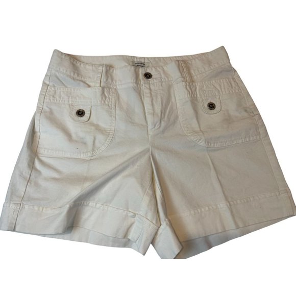 Dockers Womens Pockets Front Shorts Mid Rise Stretch Flat Front White Size 10 - Picture 1 of 9